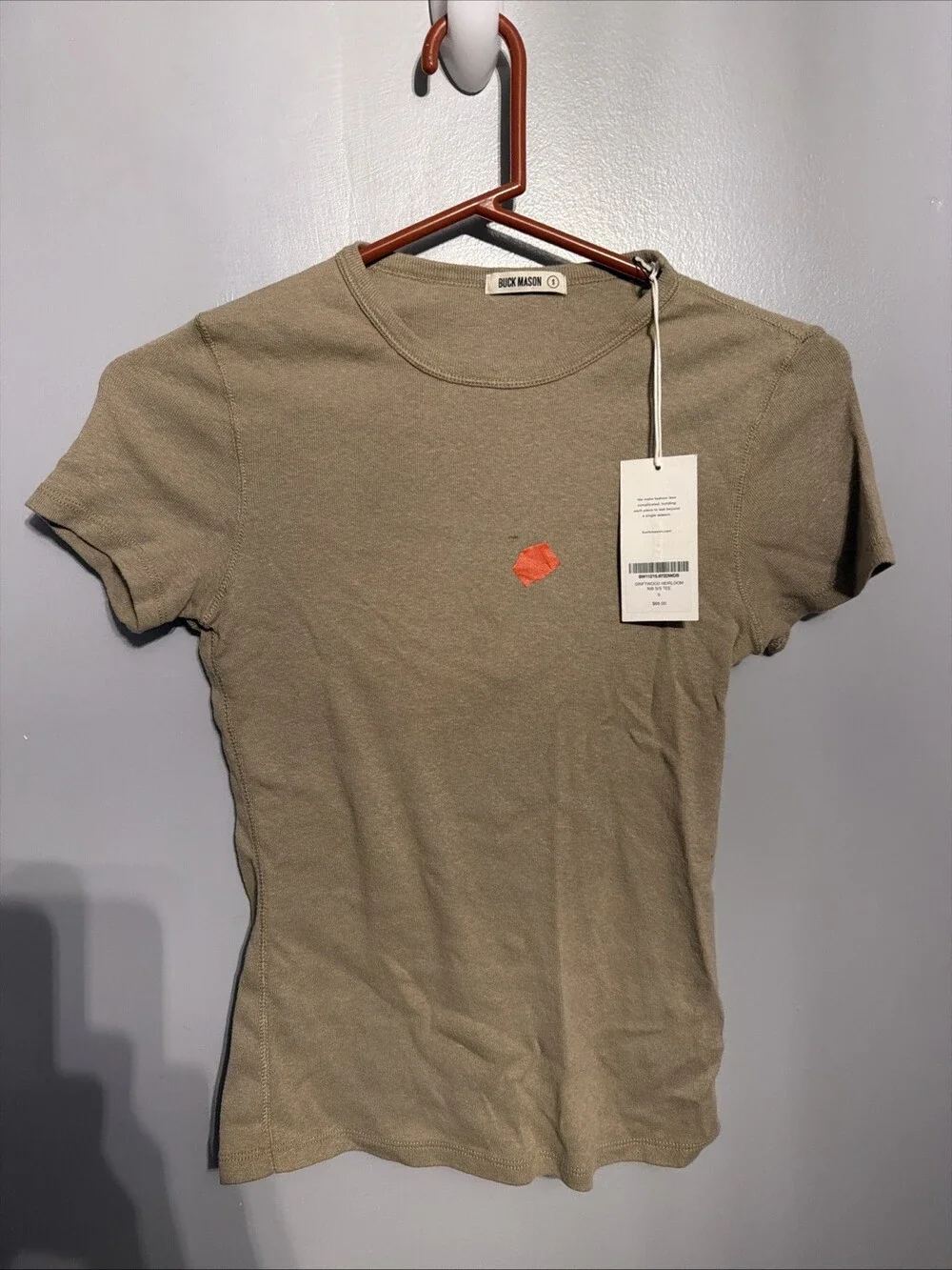 Buck Mason Women’s Small Driftwood Heirloom Rib S/S Tee